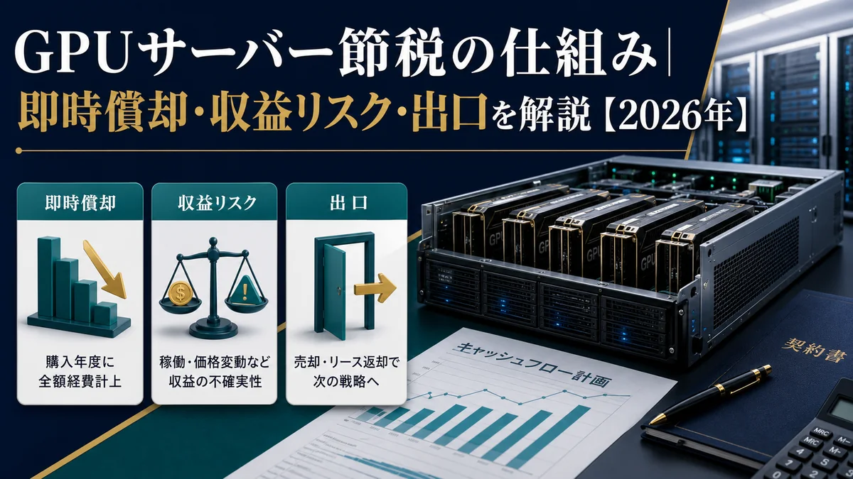 GPUサーバー節税の仕組み｜即時償却・収益リスク・出口を解説【2026年】