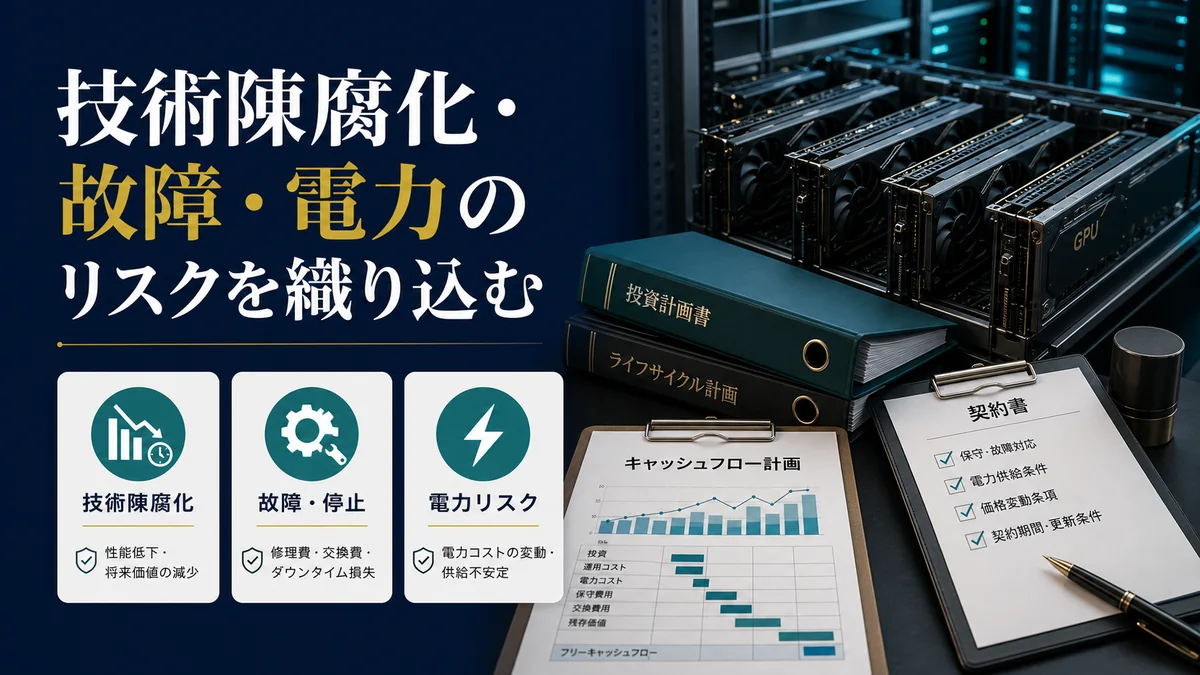 技術陳腐化・故障・電力のリスクを織り込む