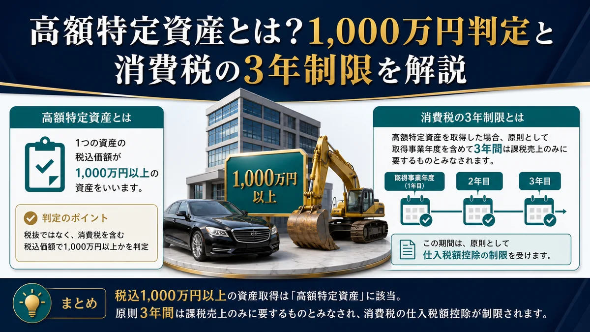 高額特定資産とは？1,000万円判定と消費税の3年制限を解説