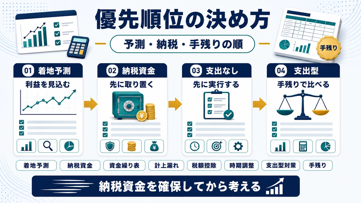 自社の優先順位を決める判断手順の要点を整理した図
