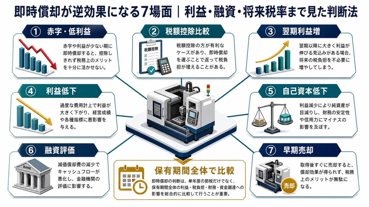 即時償却が逆効果になる7場面｜利益・融資・将来税率まで見た判断法