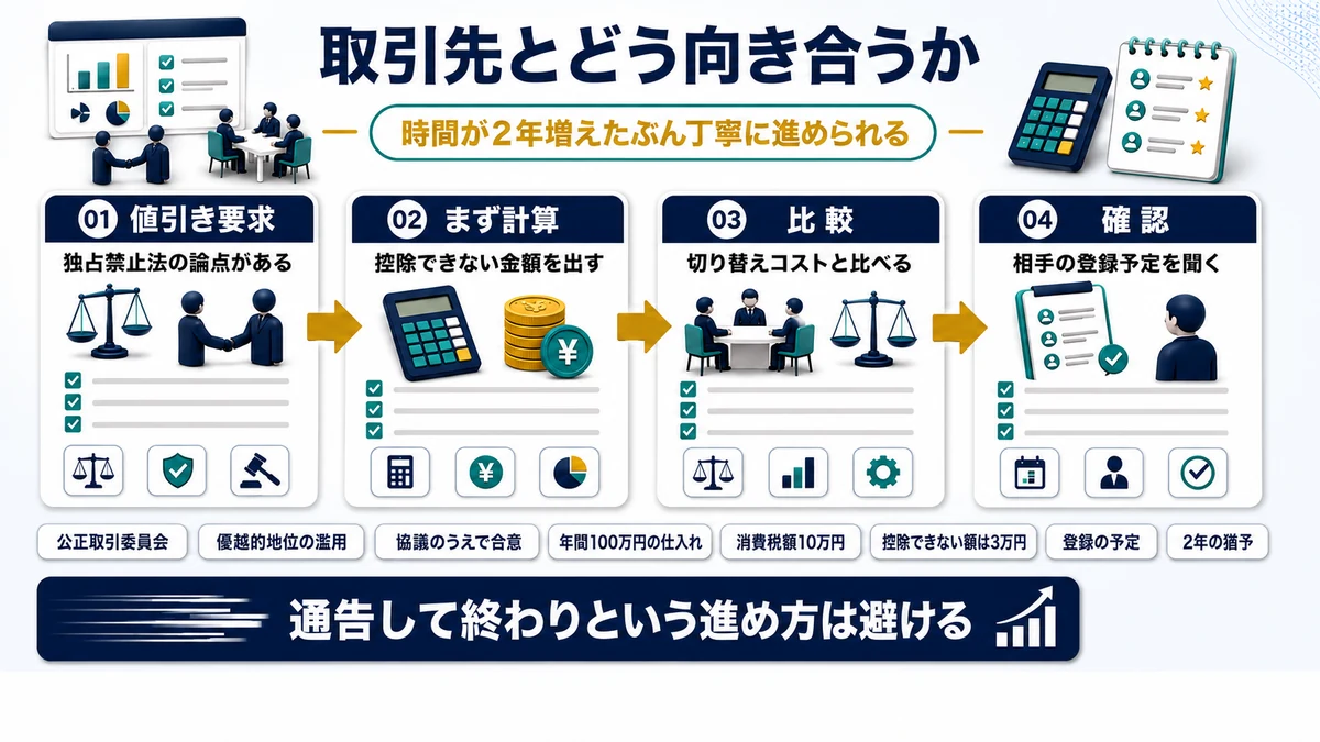 免税事業者である取引先との向き合い方を示した図