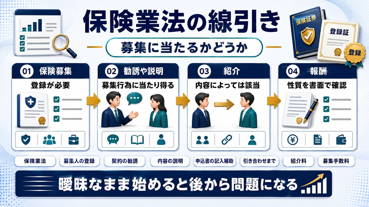 保険業法の募集規制に触れる場面を示した図