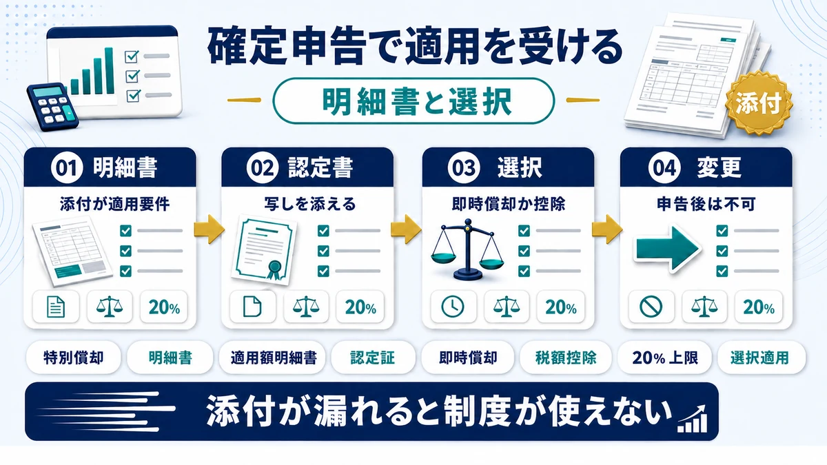 確定申告で適用を受けるの要点を整理した図