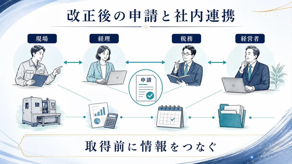 改正後の申請書類と社内連携