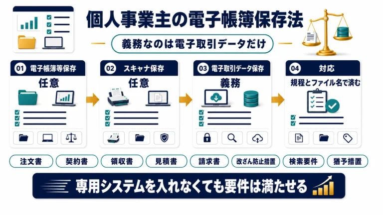 個人事業主の電子帳簿保存法を解説した記事