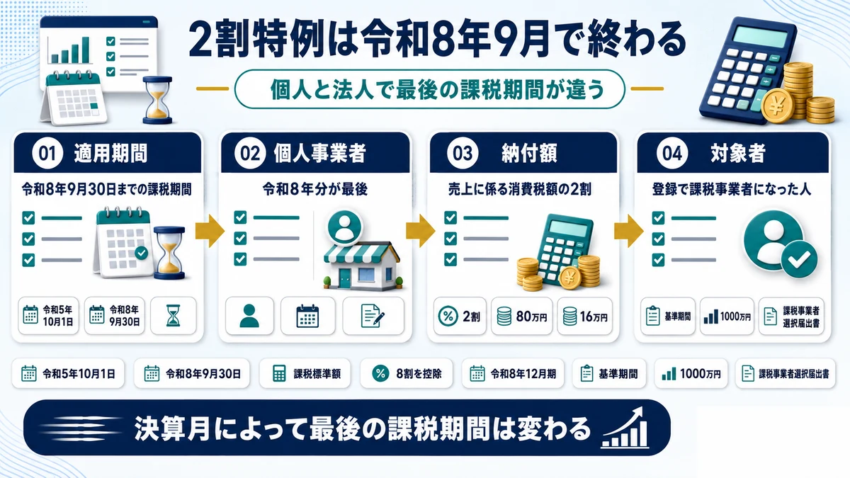 2割特例の適用期間が令和8年9月30日までであることを示した図