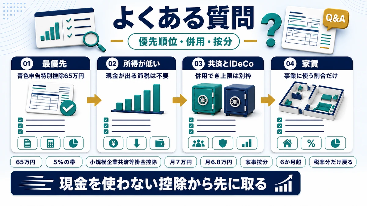 個人事業主の節税に関するよくある質問をまとめた図