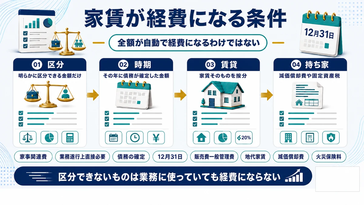 家事関連費が必要経費になるための区分の条件を示した図