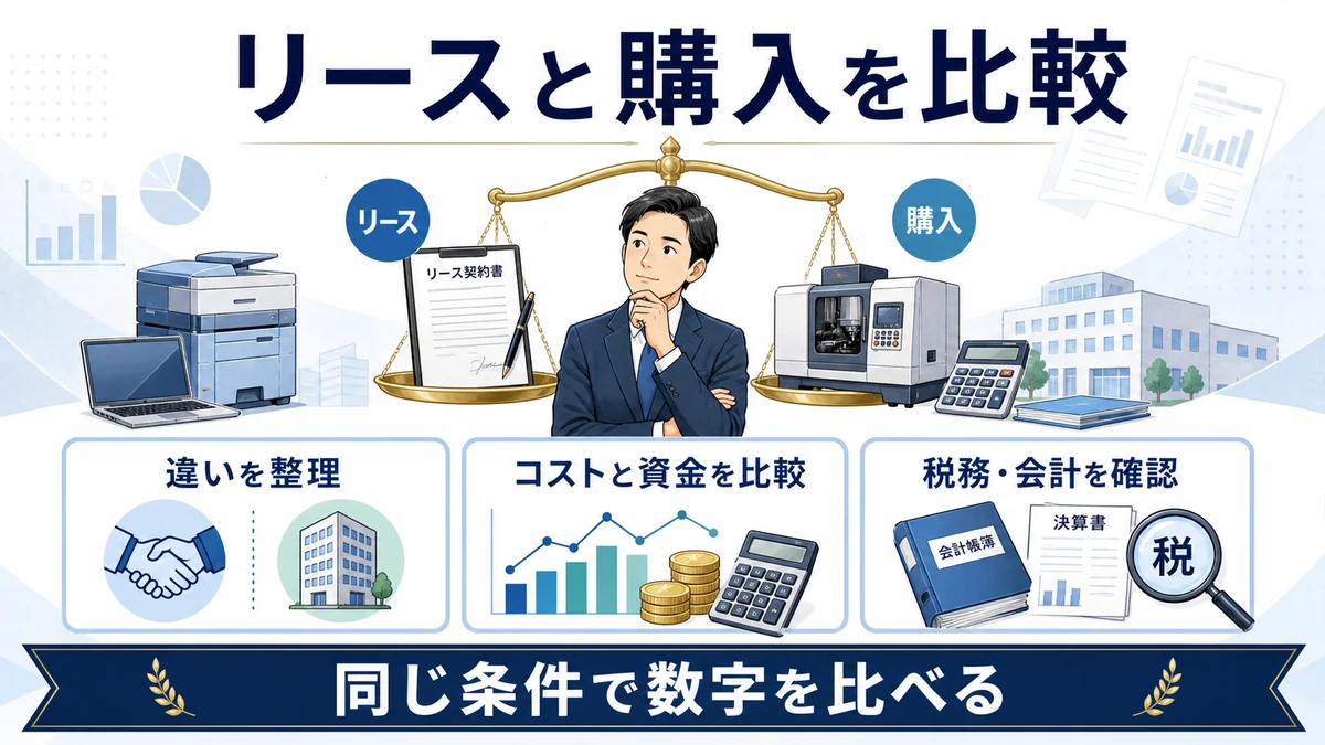 リースと購入を比較｜法人設備はどちらが得？税務・総コスト・資金繰り【2026年】