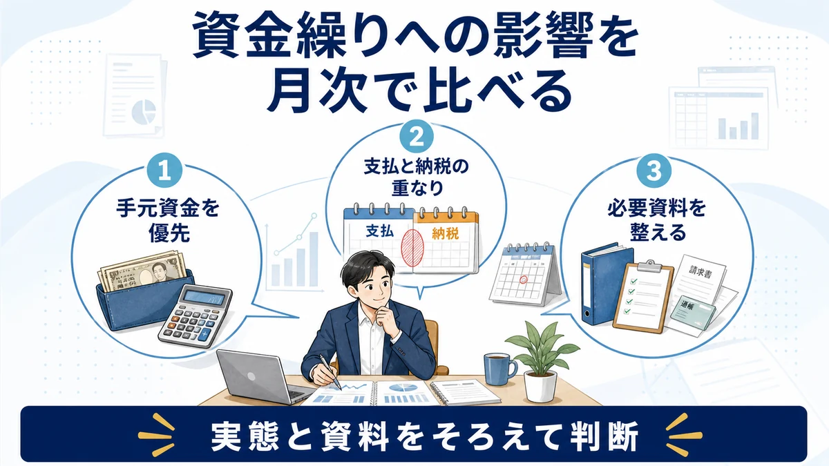 資金繰りへの影響を月次で比べる