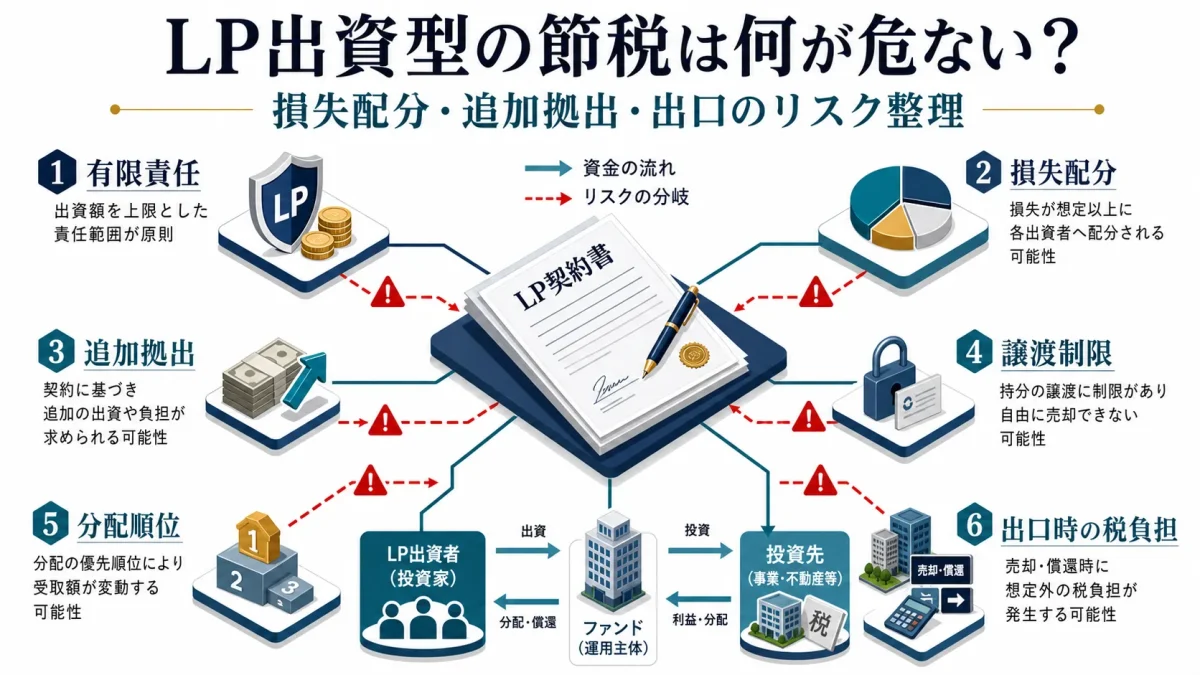 LP出資型の節税は何が危ない？損失配分・追加拠出・出口のリスク整理