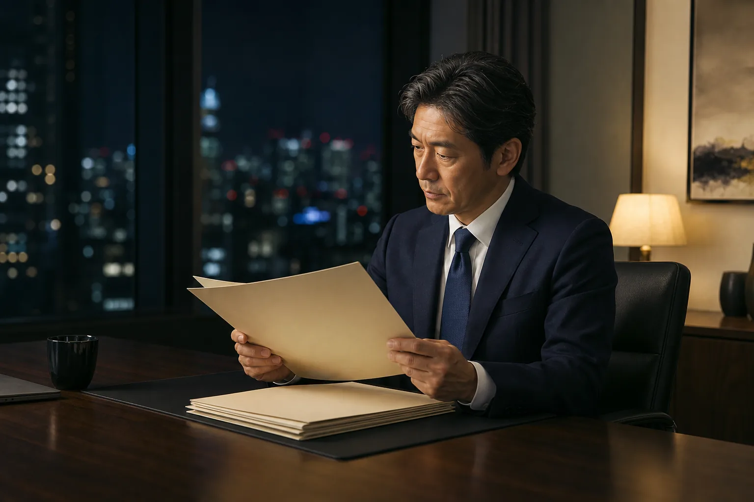 M&A提案書を前に悩む経営者