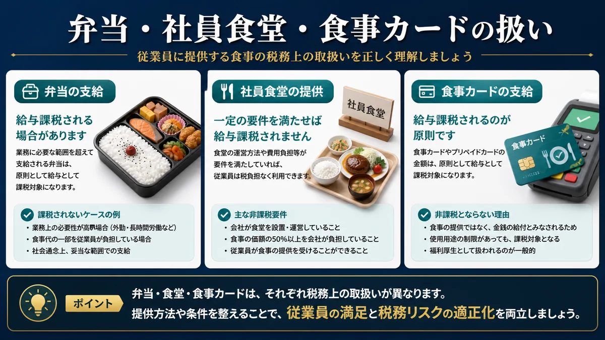 弁当・社員食堂・食事カードの扱い