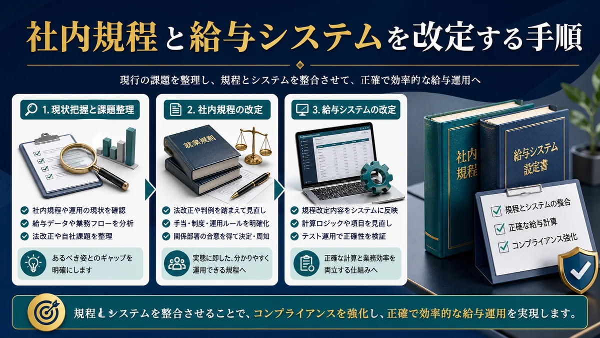 社内規程と給与システムを改定する手順
