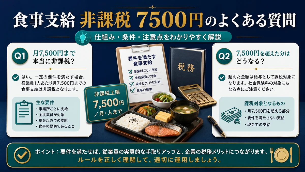 食事支給 非課税 7500円のよくある質問
