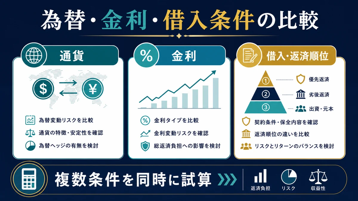 為替・金利・借入条件の比較