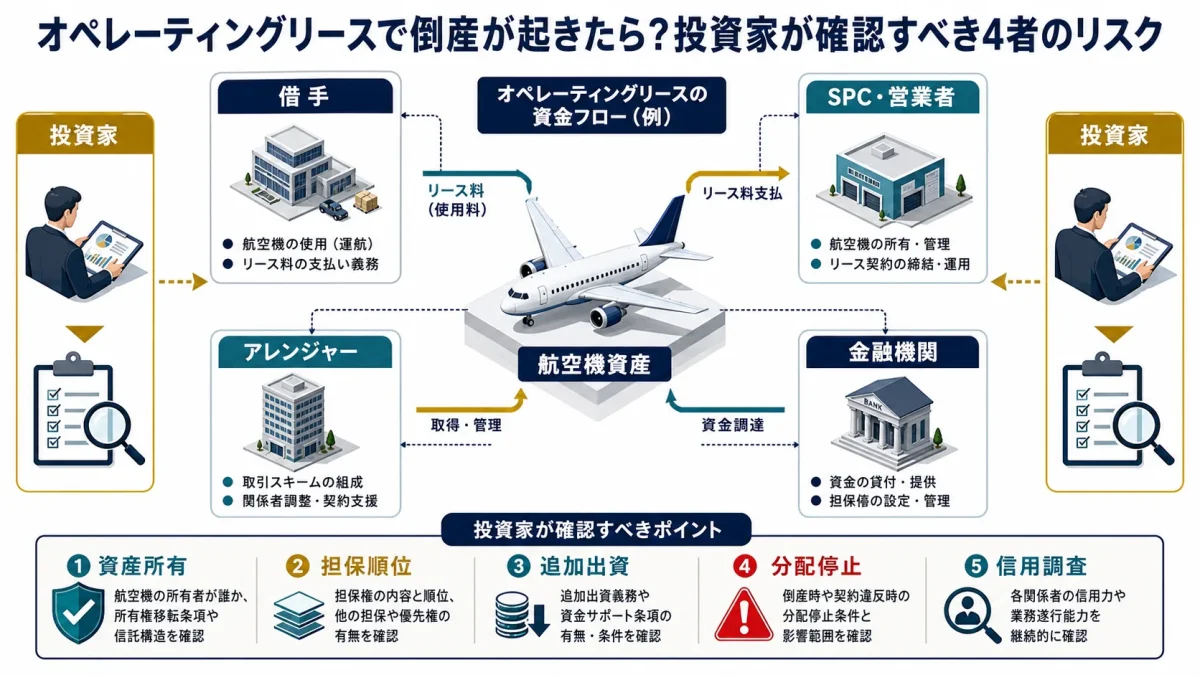 オペレーティングリースで倒産が起きたら？投資家が確認すべき4者のリスク