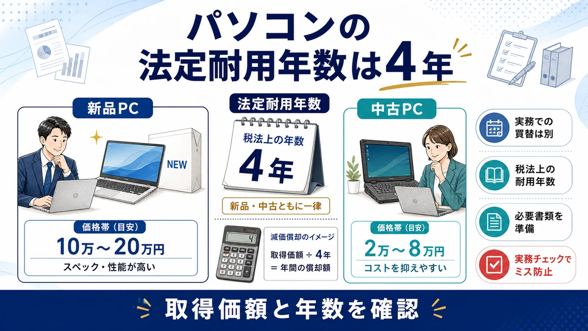 パソコンの法定耐用年数は4年