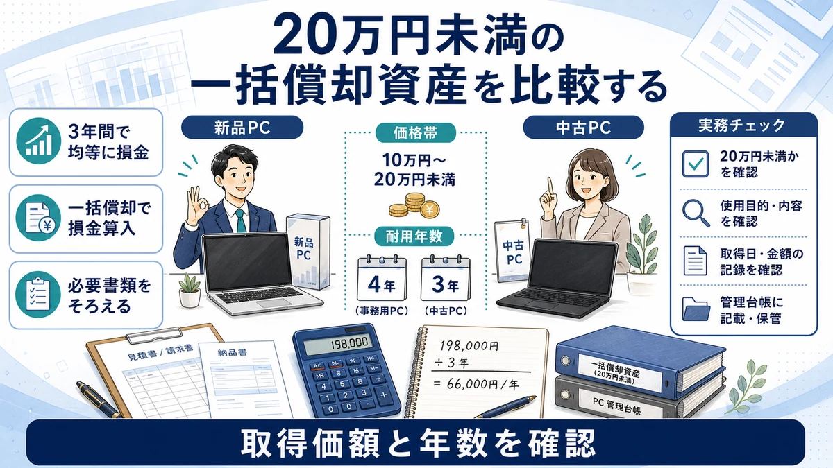 20万円未満は一括償却資産を比較