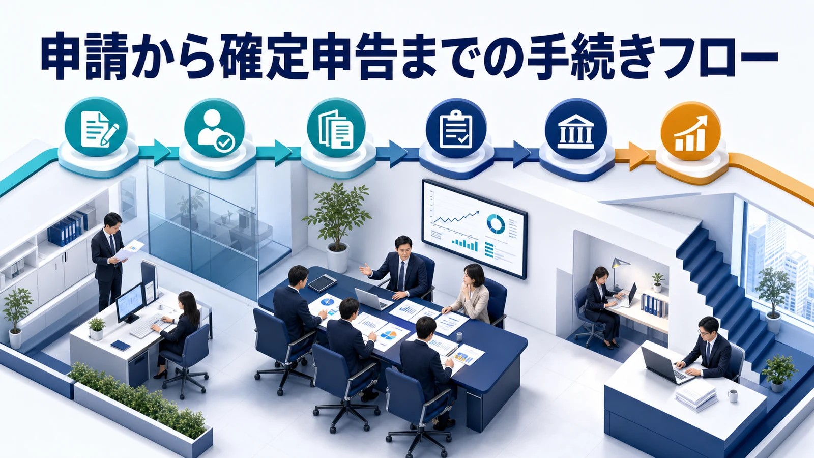 申請から確定申告までの手続きフロー