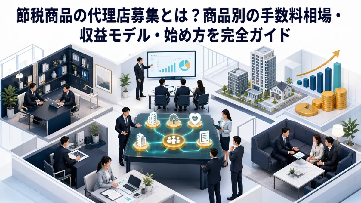 節税商品の代理店募集とは？商品別の手数料相場・収益モデル・始め方を完全ガイド