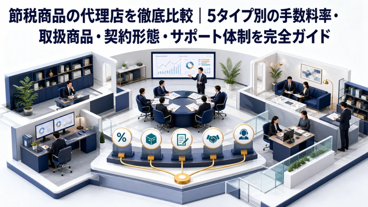 節税商品の代理店を徹底比較｜5タイプ別の手数料率・取扱商品・契約形態・サポート体制を完全ガイド