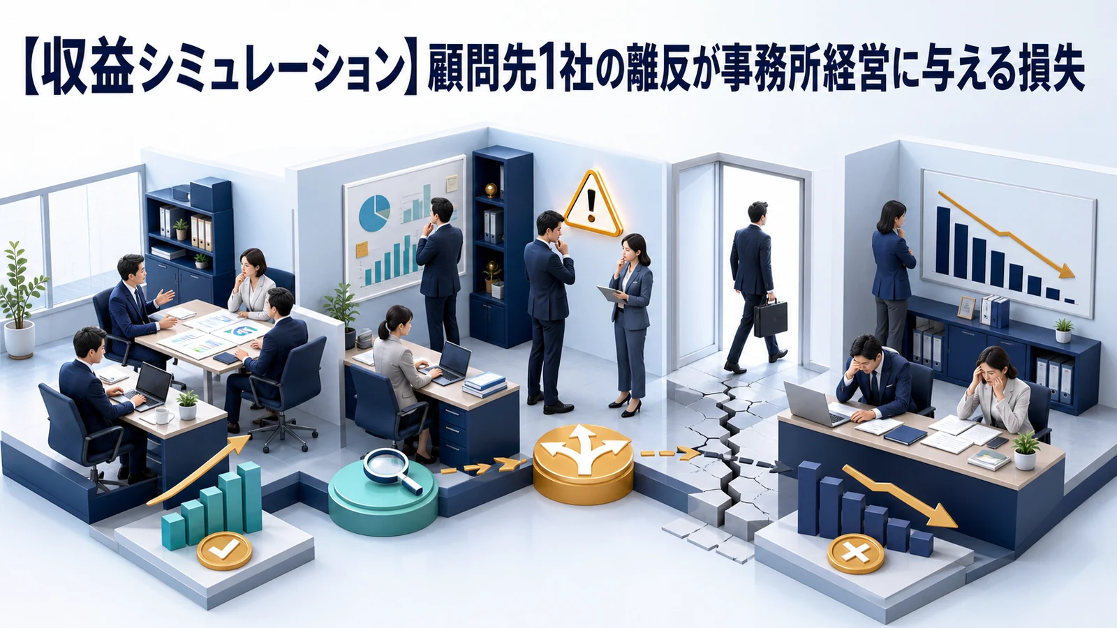 【収益シミュレーション】顧問先1社の離反が事務所経営に与える損失