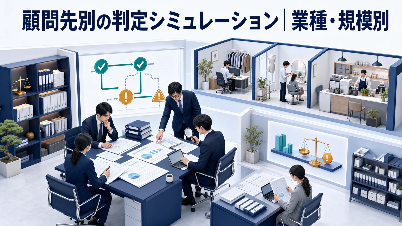 顧問先別の判定シミュレーション｜業種・規模別