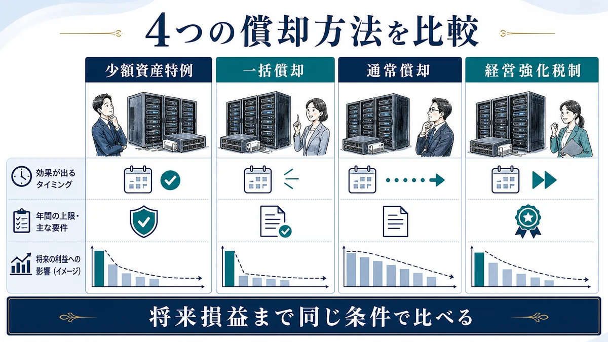 通常償却・一括償却・経営強化税制との違い