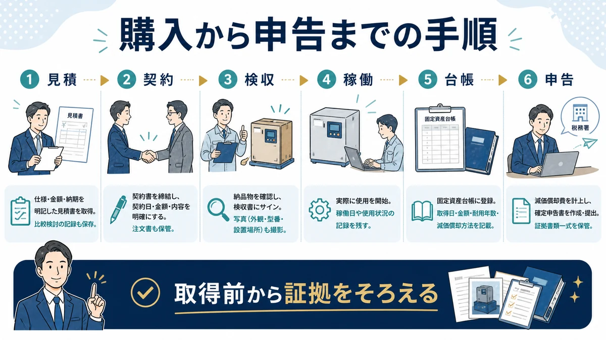 購入から申告までの実務手順