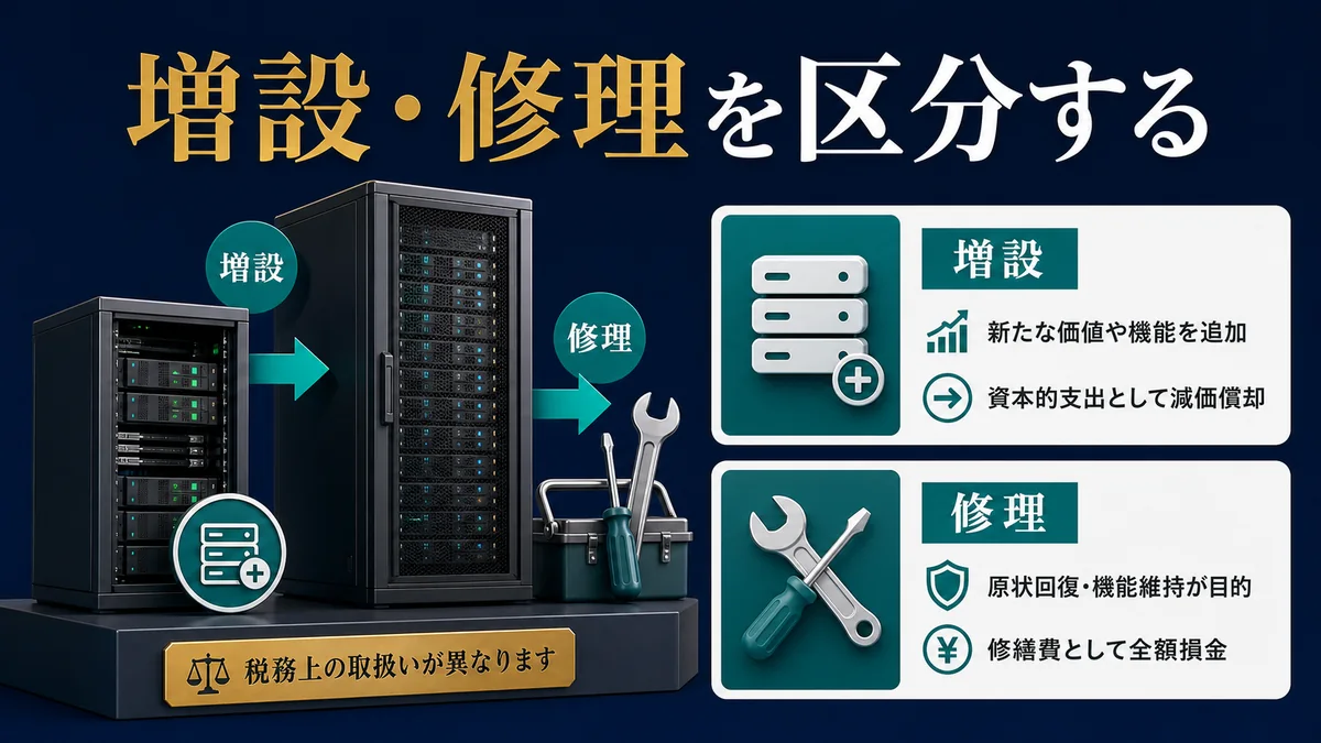 増設・修理を区分する