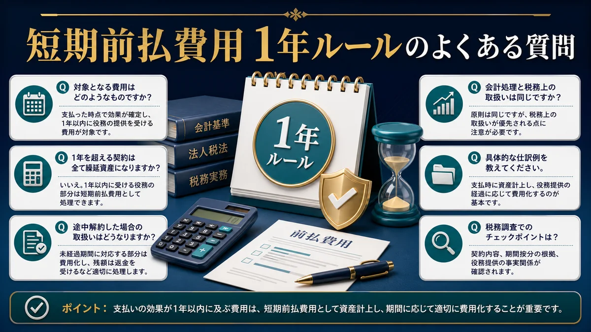 短期前払費用 1年ルールのよくある質問