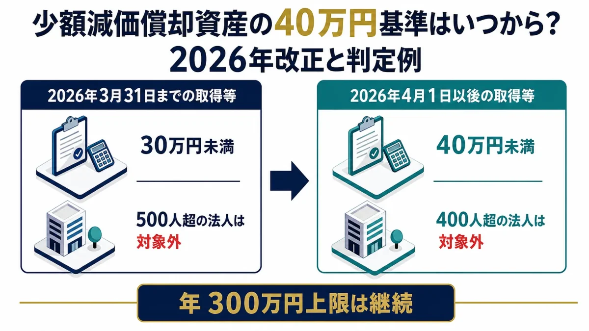 少額減価償却資産の40万円基準はいつから？2026年改正と判定例