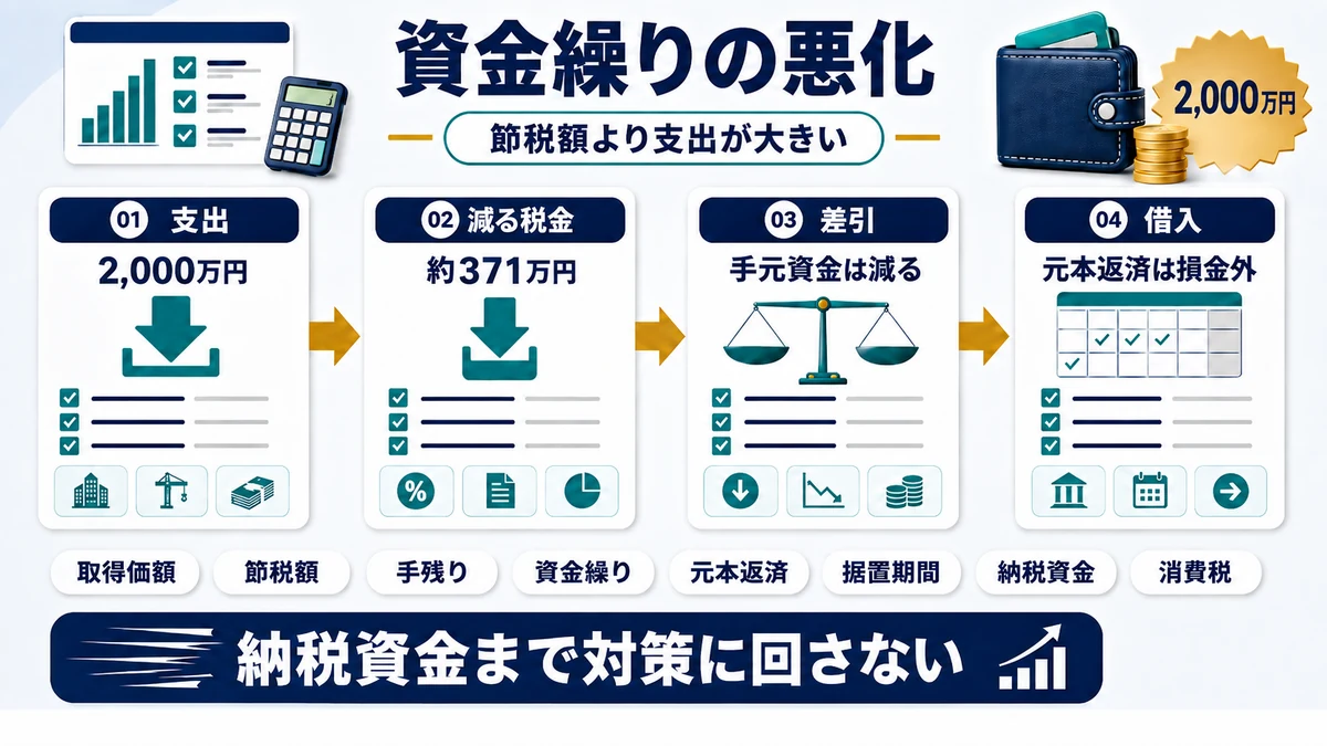 資金繰りが悪化するデメリットの要点を整理した図