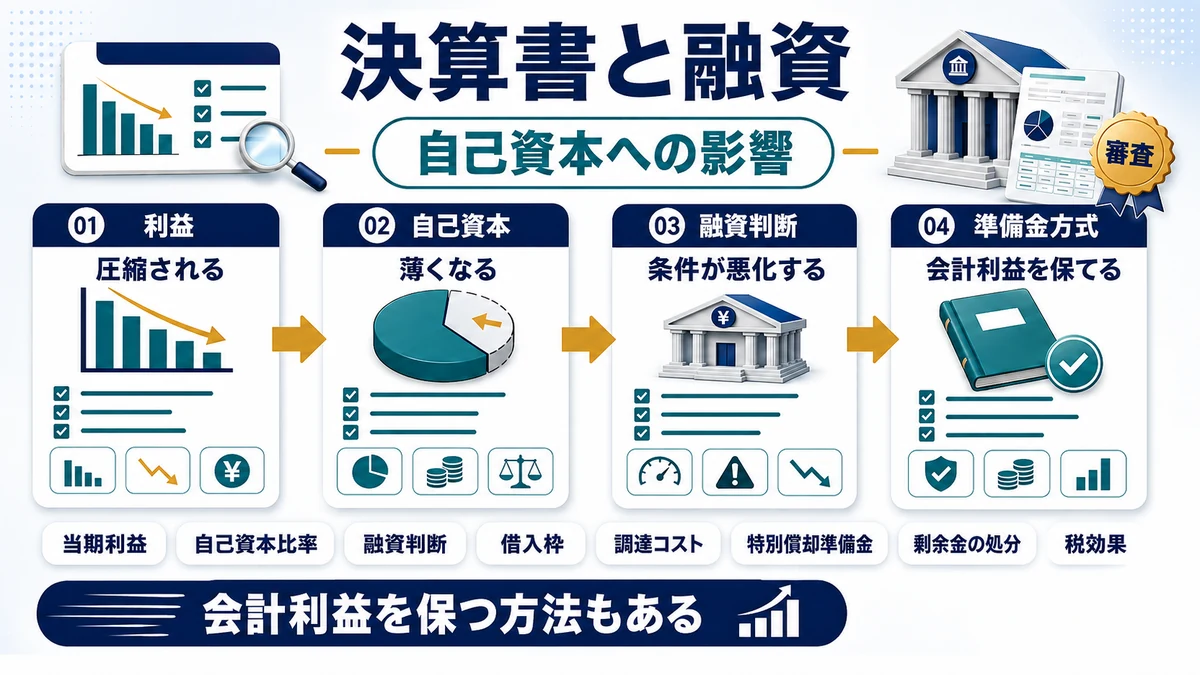 決算書と融資への影響の要点を整理した図