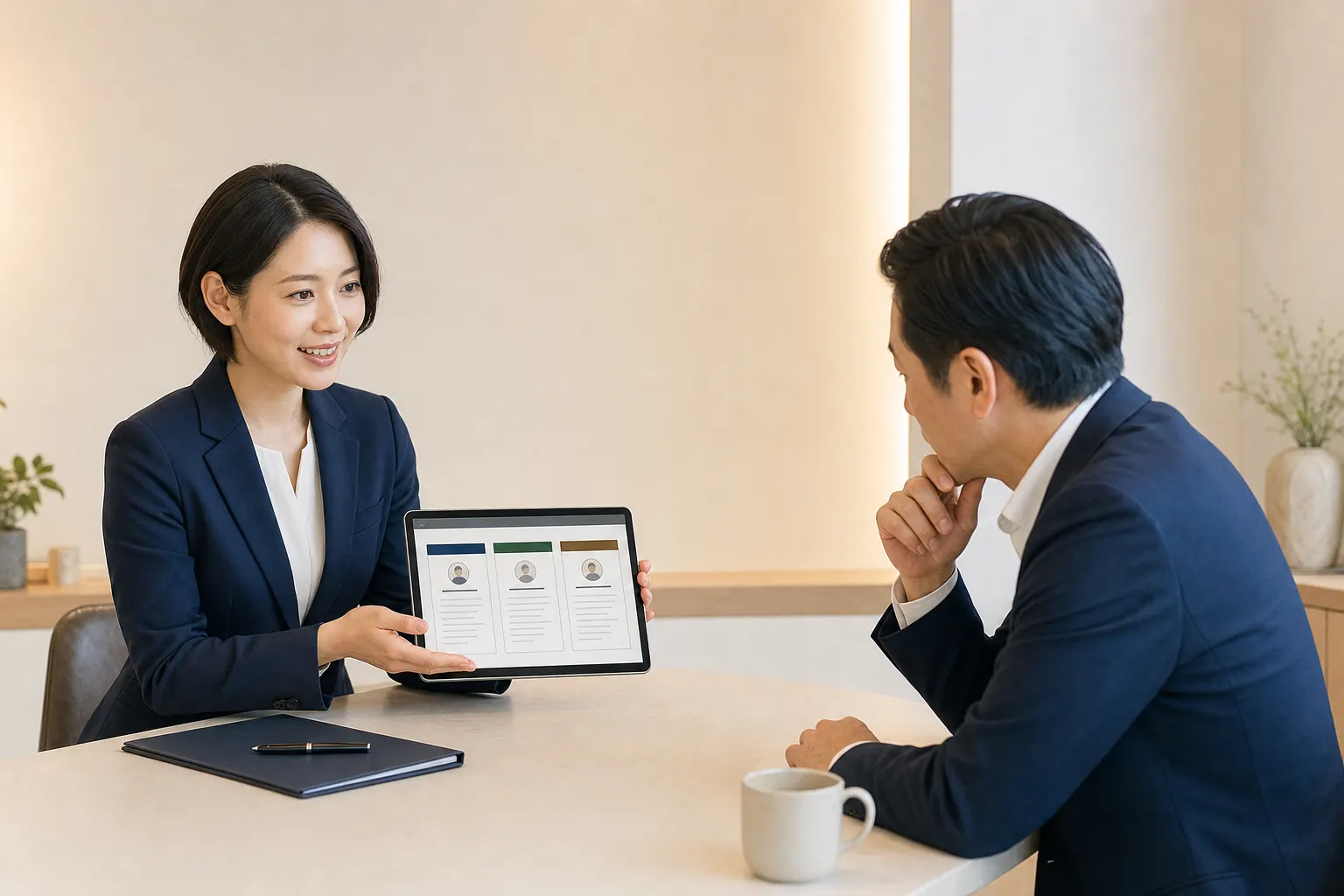 タブレットで税理士候補を比較する相談