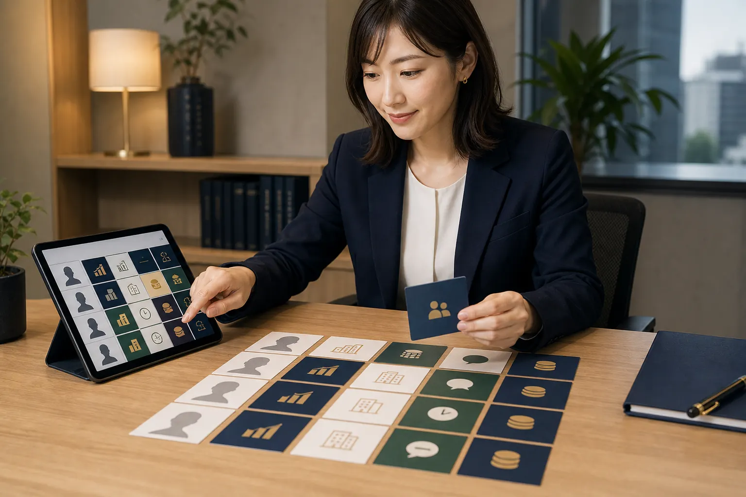 税理士選びの条件カードを整理する様子