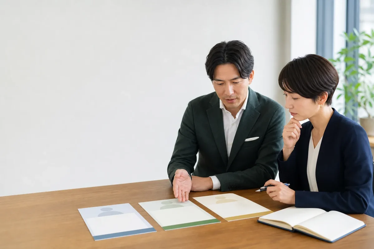 税理士候補と相談する日本人経営者