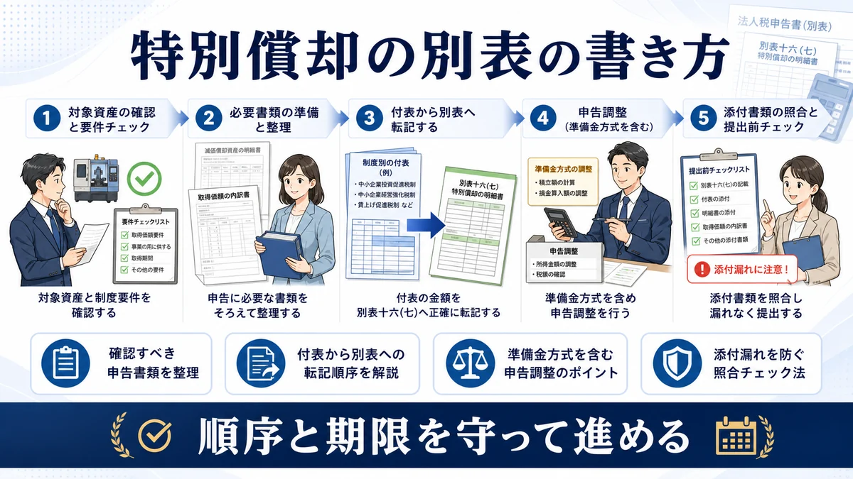 特別償却の別表の書き方｜必要書類・付表・申告調整を解説【2026年】