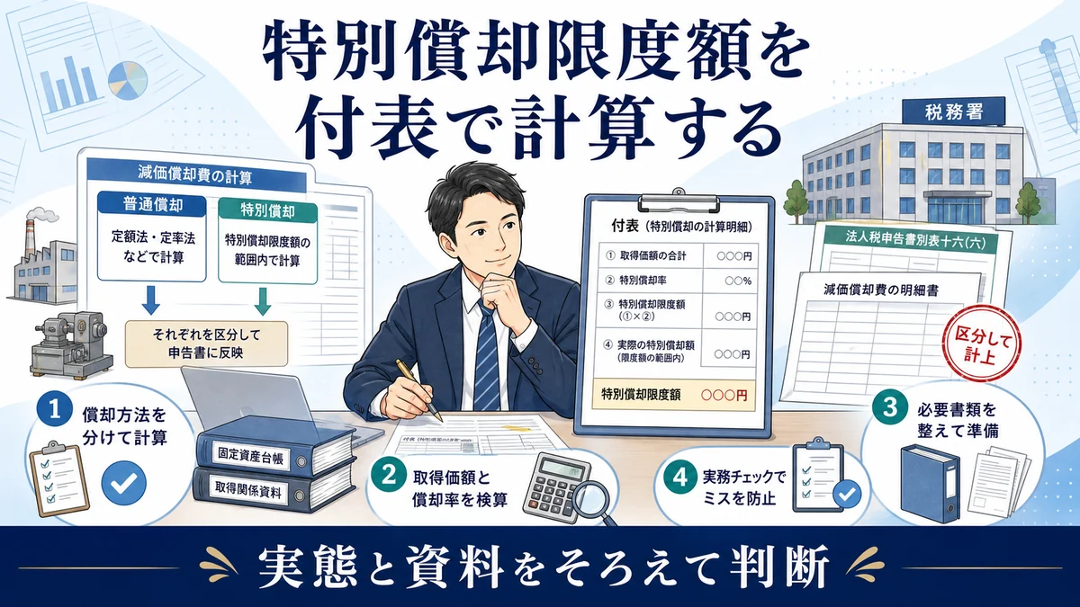 特別償却限度額を付表で計算する