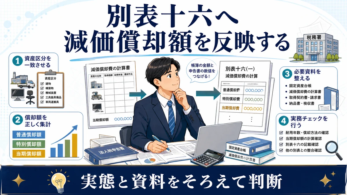 別表十六へ減価償却額を反映する