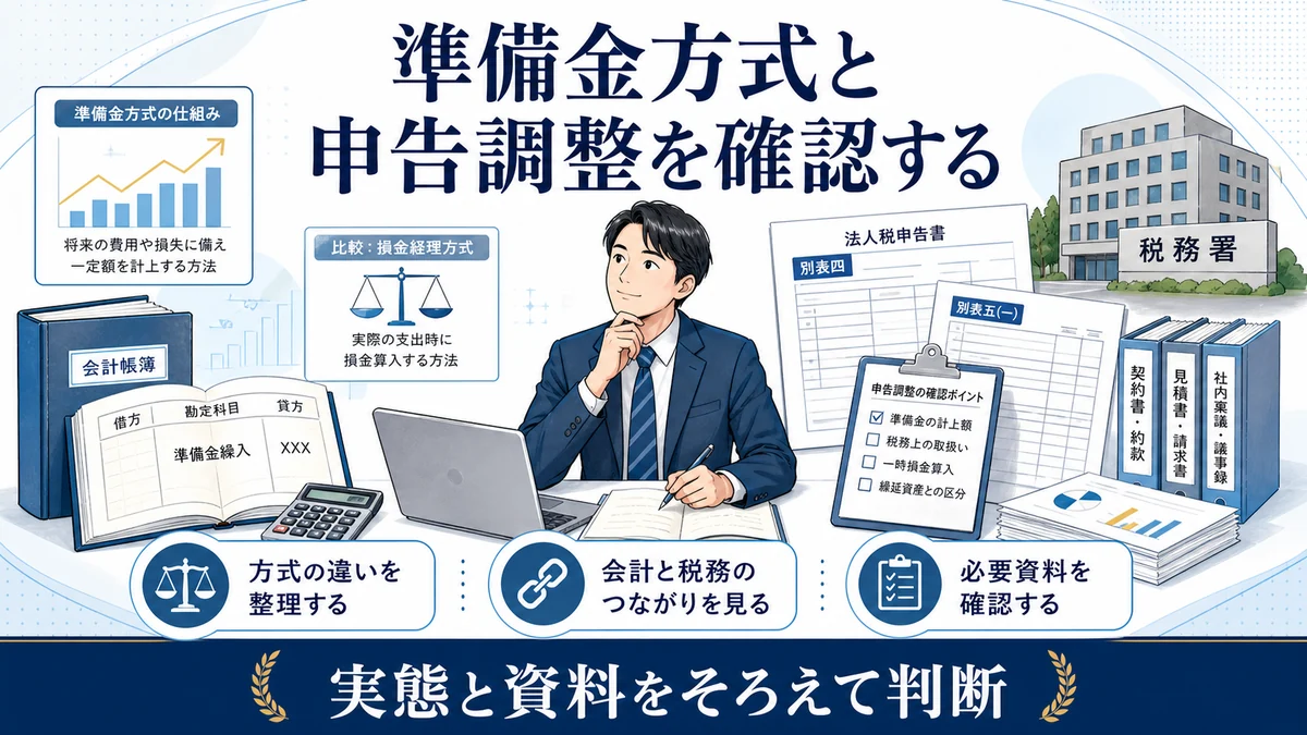 準備金方式と申告調整を確認する