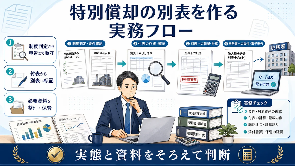 特別償却の別表を作る実務フロー