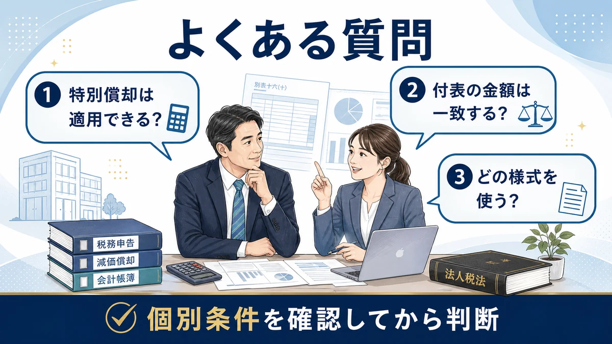 特別償却 別表 書き方のよくある質問