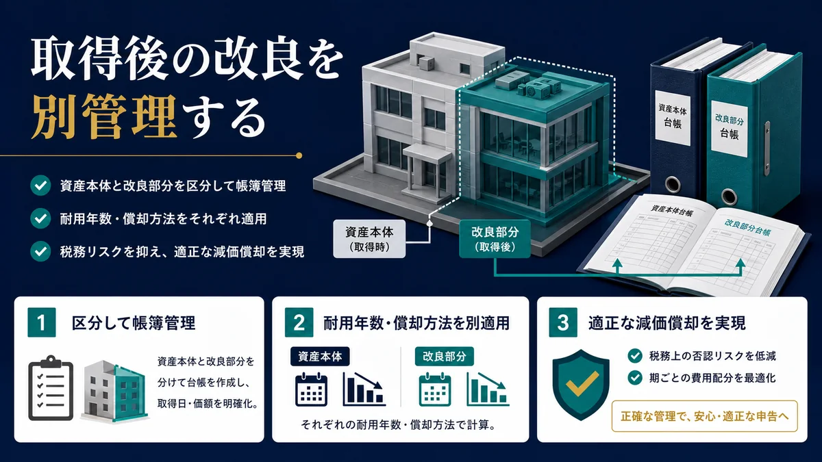 取得後の改良を別管理する