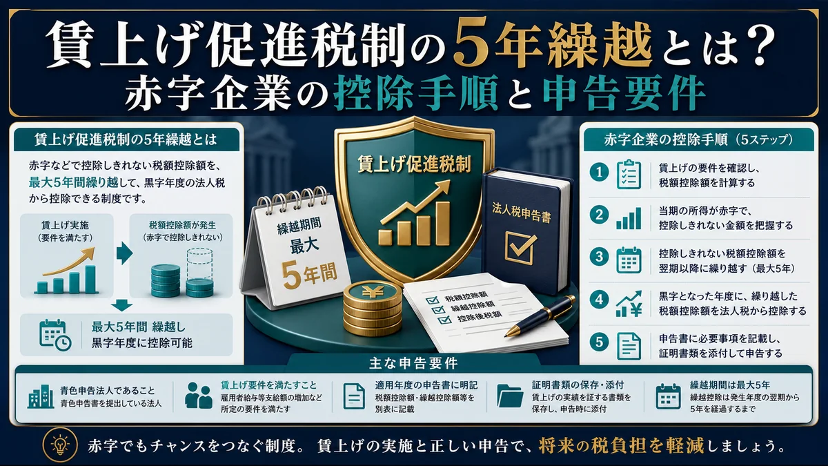賃上げ促進税制の5年繰越とは？赤字企業の控除手順と申告要件