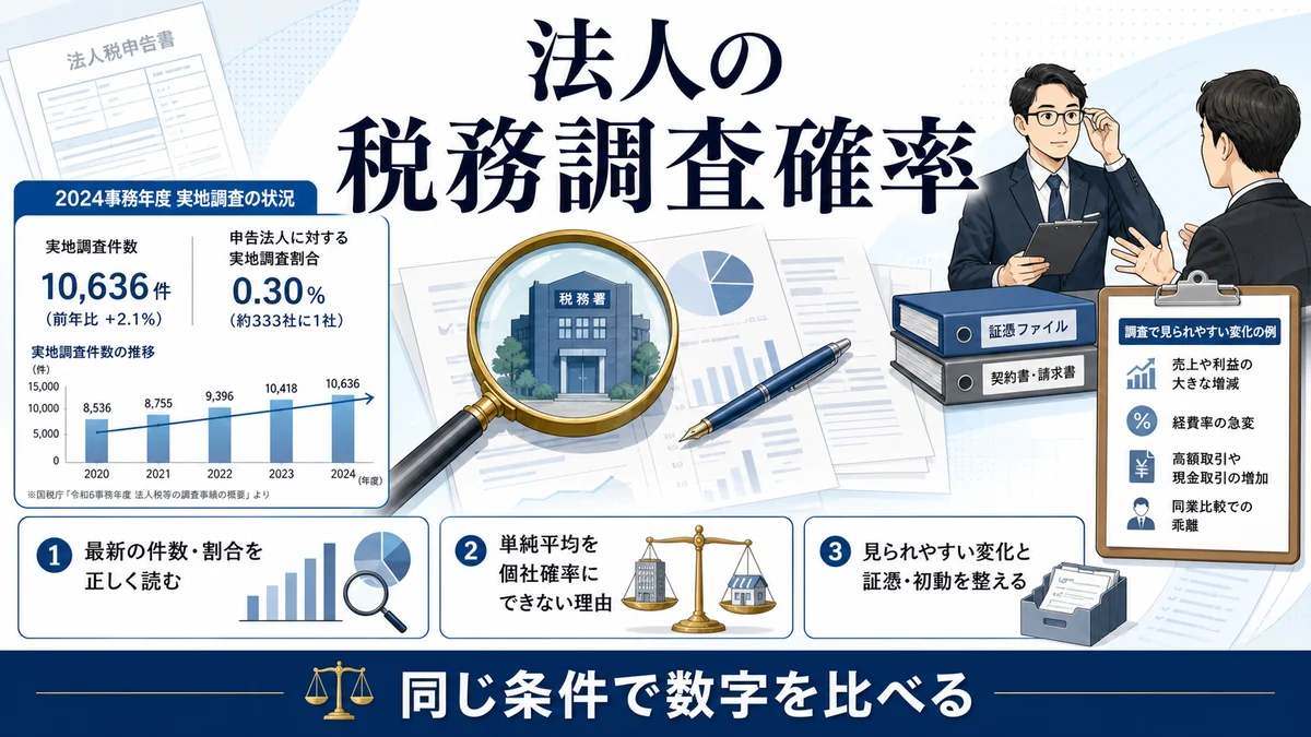 法人に税務調査が入る確率は？最新統計・調査頻度・選定基準【2026年】