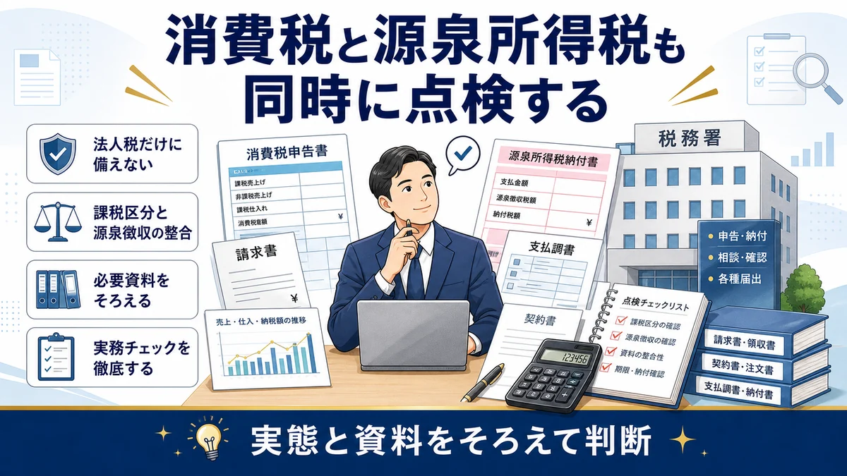 消費税と源泉所得税も同時に点検する
