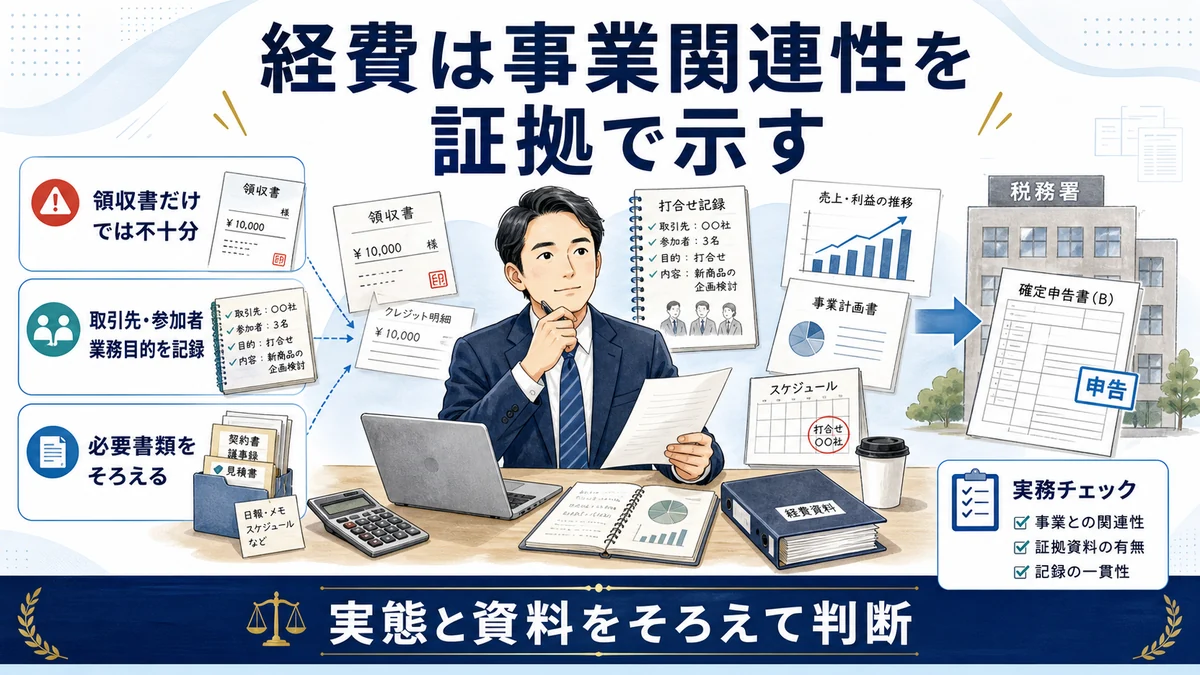 経費は事業関連性を証拠で示す